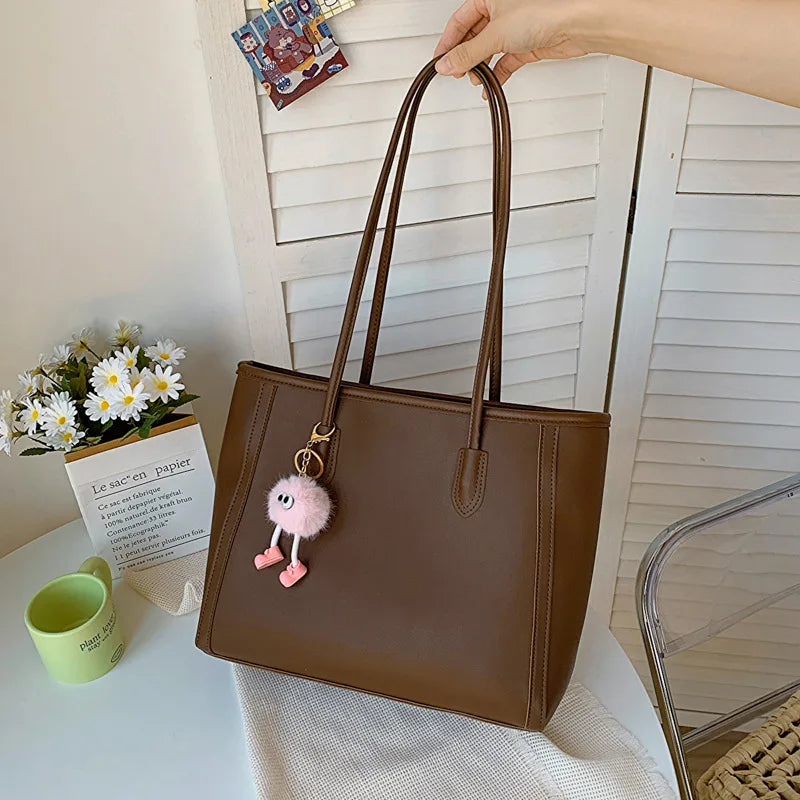 FXZLLQ Korean Style PU Leather Underarm Tote Shoulder Bag – Versatile Casual Handbag for Women Daily Use