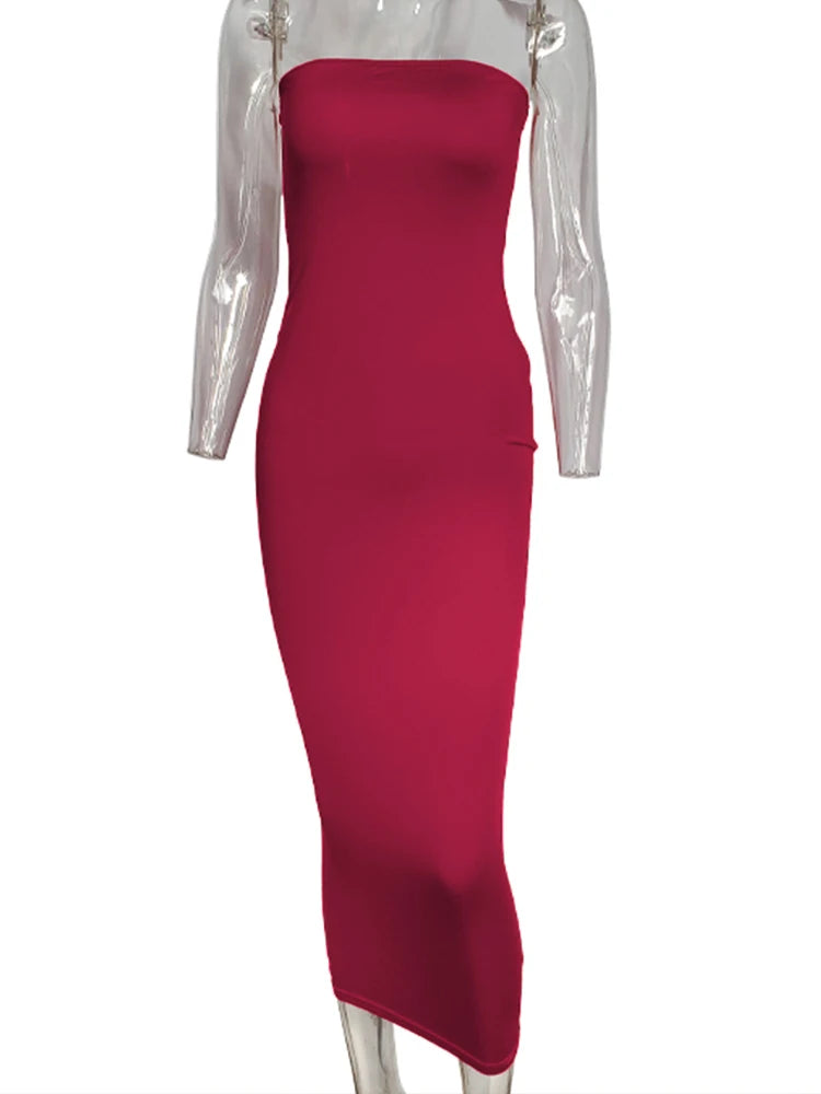 Women's Sexy Sleeveless Chest Wrap Long Beach Dress – Strapless Maxi Dress