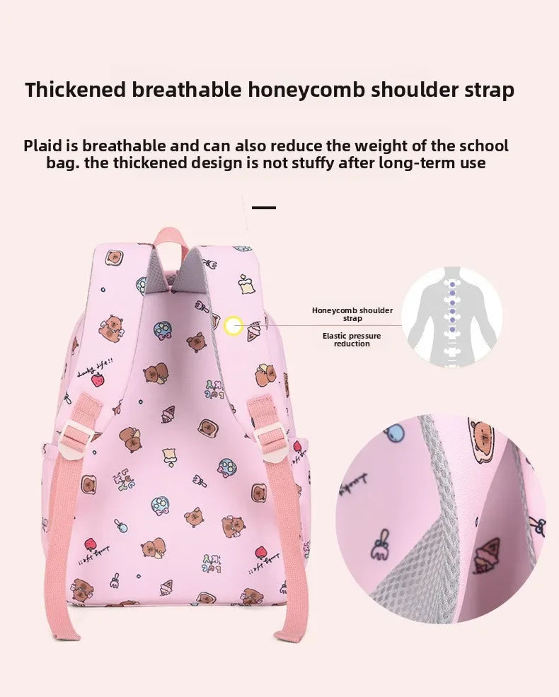 Capybara Backpack Set – Three-Piece Nylon School Set