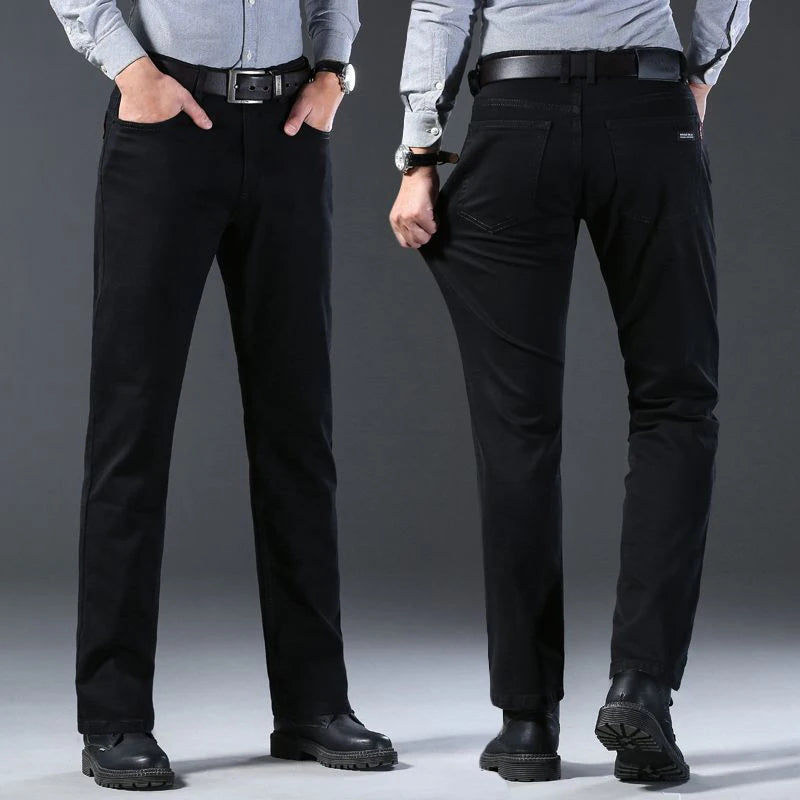 Men's Vintage Straight Stretch Jeans — Classic Business Denim Trousers