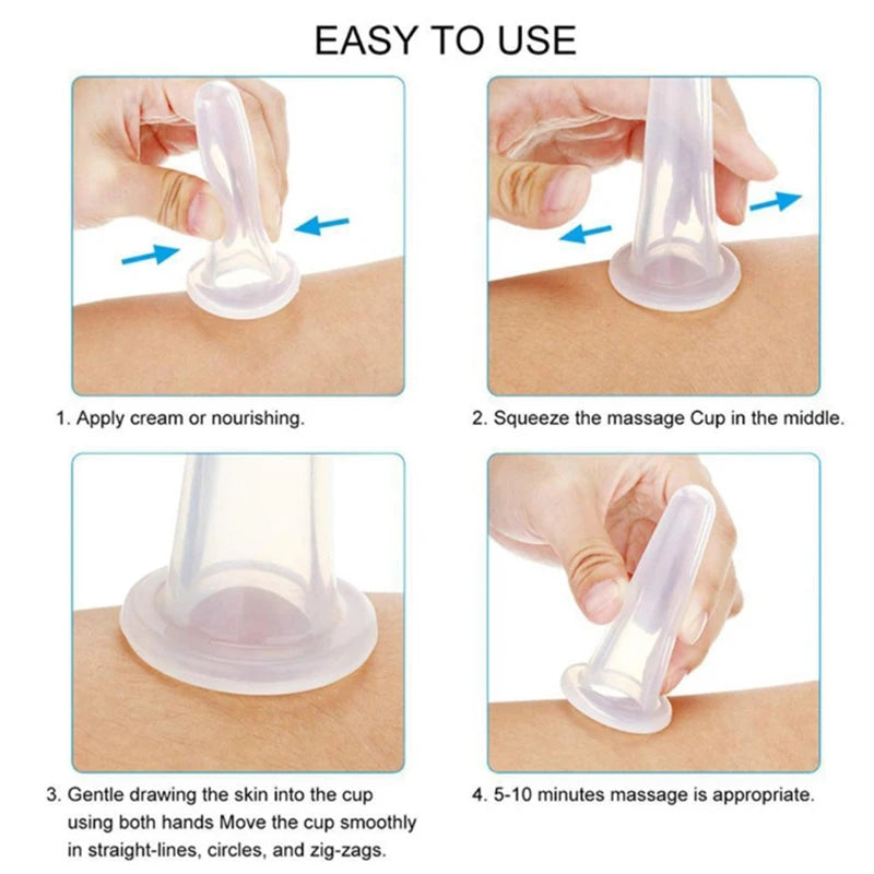 4-Piece Silicone Vacuum Cupping Massage Jars Set