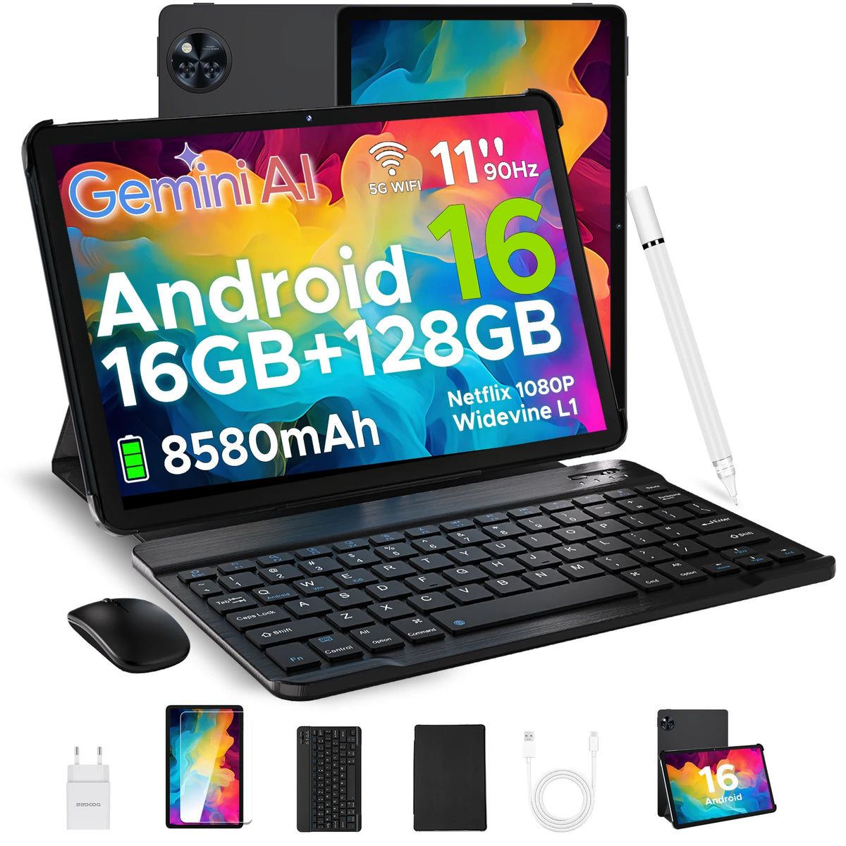DOOGEE U11 11" Android 15 Tablet – 90Hz Display, 4GB RAM, 128GB ROM, 8580mAh, Dual Speaker, Widevine L1
