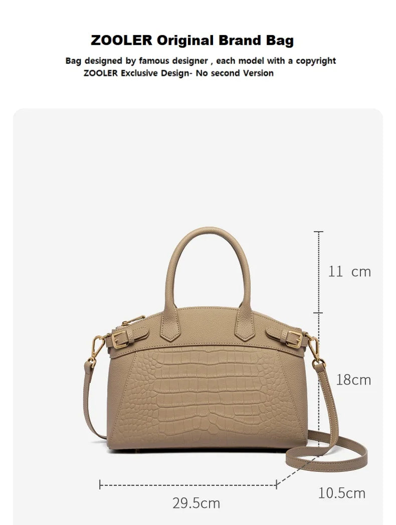 ZOOLER Genuine Cow Leather Flap Tote Bag – Luxury Lock Shoulder Crossbody Handbag for Women