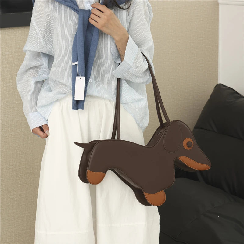 Sausage Dog Novelty TPU Tote Bag – Cute Doll Top Handle Shoulder Bag for Women
