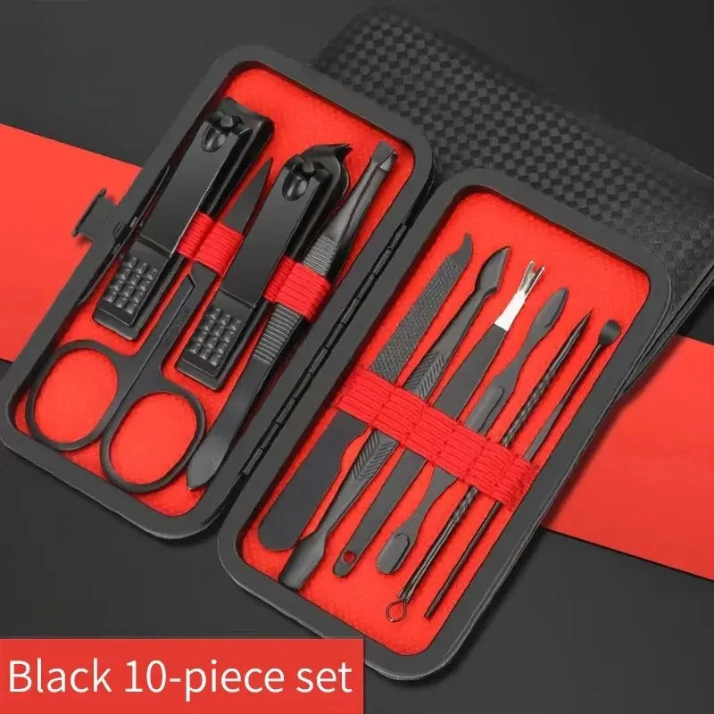 Professional Manicure Set 7-24 Piece – Stainless Steel Fingernail & Toenail Clippers with Leather Case
