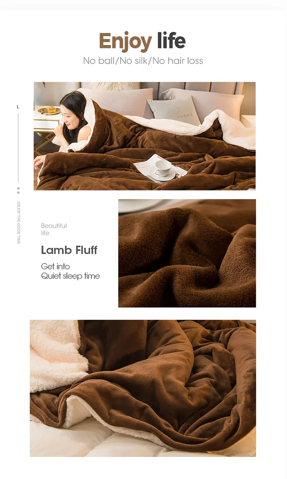 Wool Throw Blanket – Double-Sided Warm Winter Bed Blanket & Sofa Cover, Camping & Queen