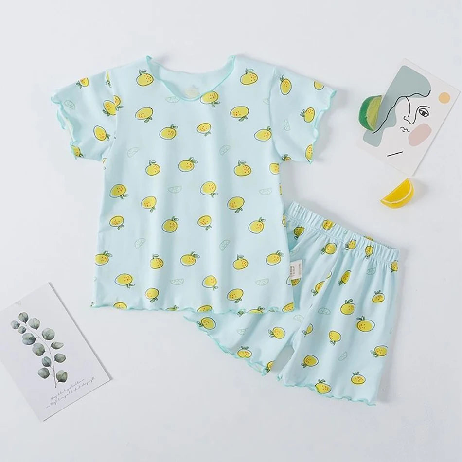 Baby Girl Strawberry Pajamas Set | Short Sleeve 2-Piece Toddler Summer Sleepwear