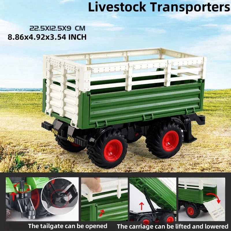 Large Scale Farm Tractor Toy Playset with Trailer & Accessories – DIY Farmer Transport Set