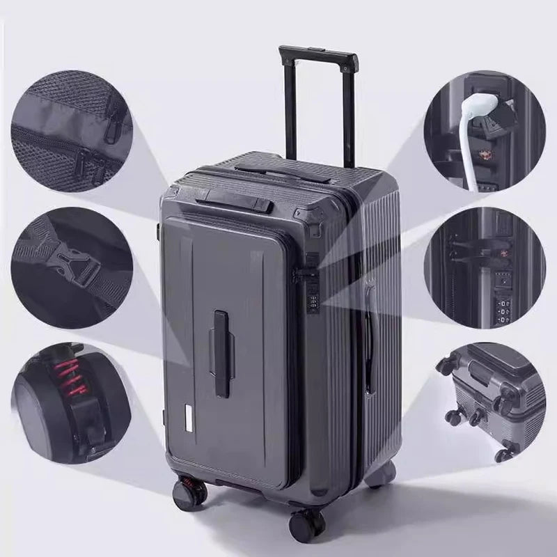 Side Opening Expandable Suitcase – Large Capacity PC Hardside with Brake & 5-Wheel Spinner 20–34"