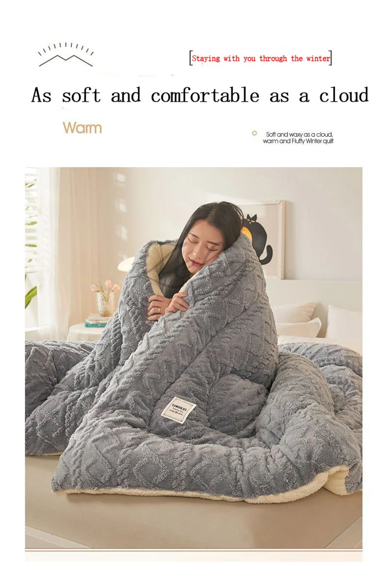 Thick Plush Bed Blanket – Faux Lamb Fleece Winter Comfort