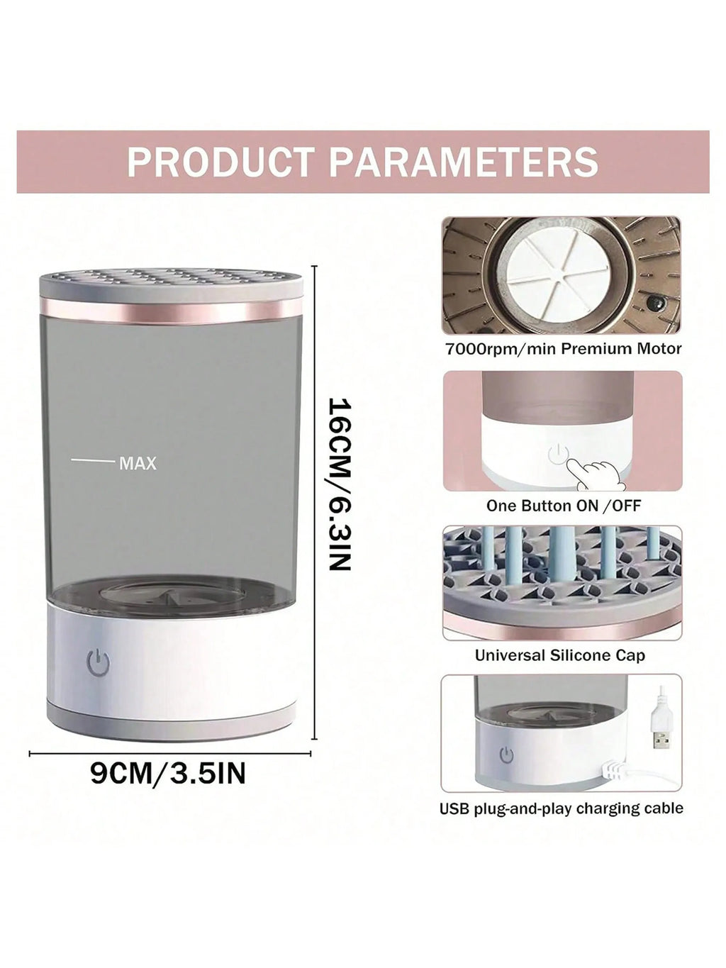 Electric Makeup Brush Cleaner Machine — Automatic Brush Spinner & Dryer for Home & Professional Use