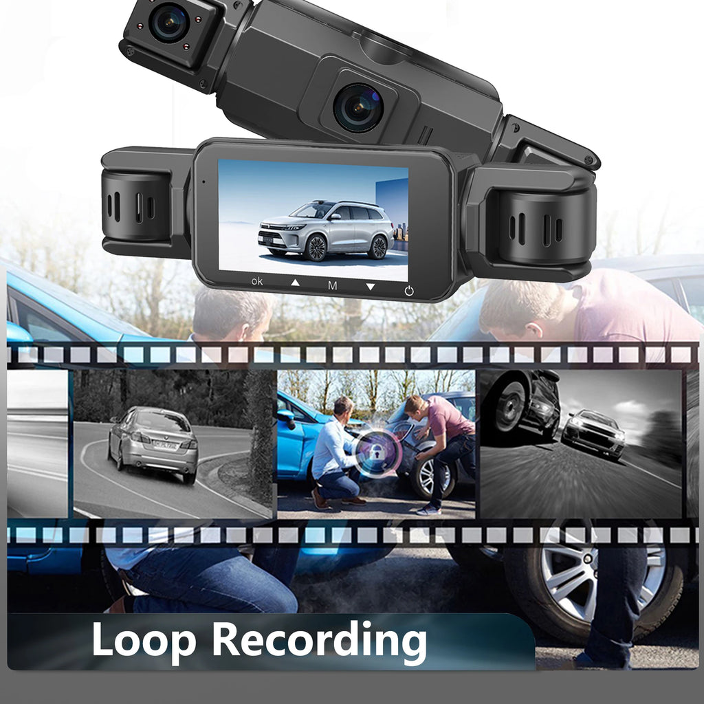 4-Channel WiFi Dashcam – FHD 1080P, Night Vision, Loop Recording, Parking Monitor | Front + Rear + Side