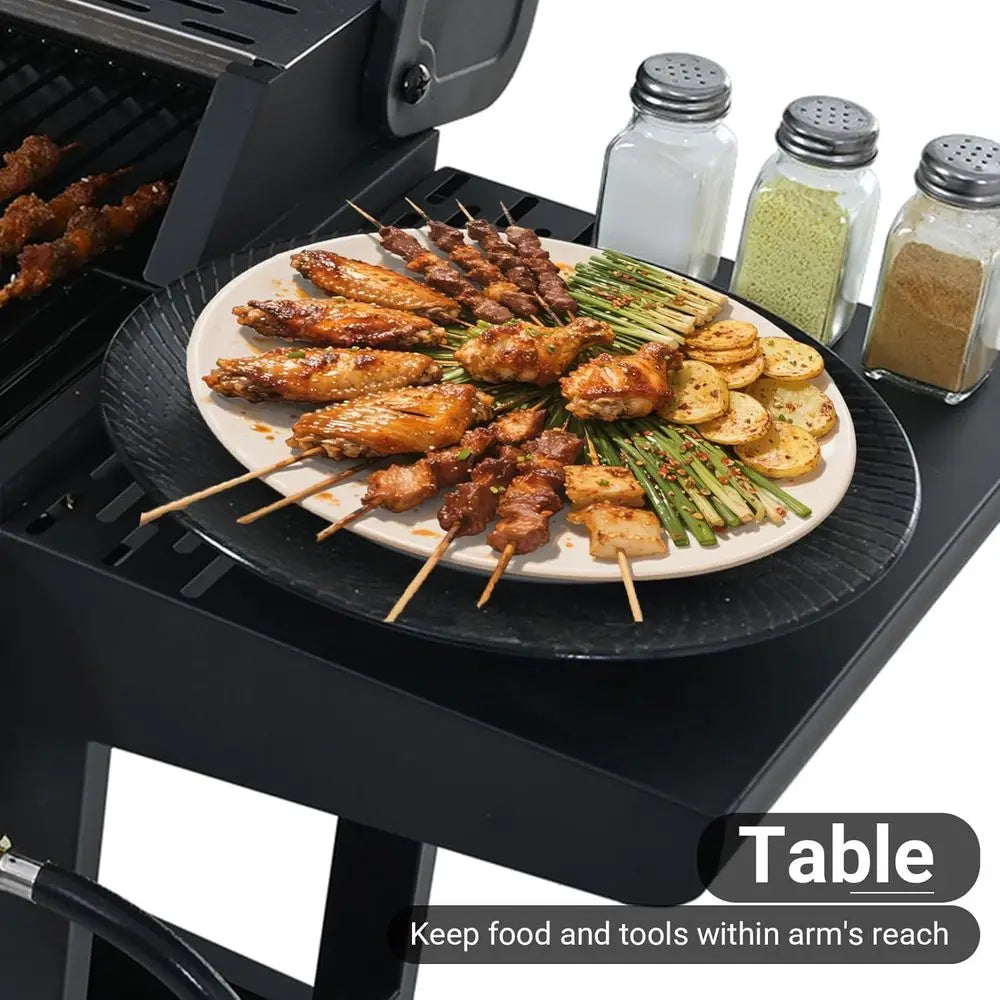 Portable 34,000 BTU 4-Burner Stainless Steel Gas Grill | Heat-Resistant Handle, Removable Grease Tray, Outdoor Patio, Backyard & Camping