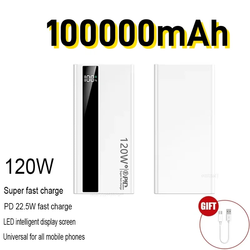 500000mAh Power Bank – 120W Fast Charging Large Capacity PD 20W Portable Charger for All Phones