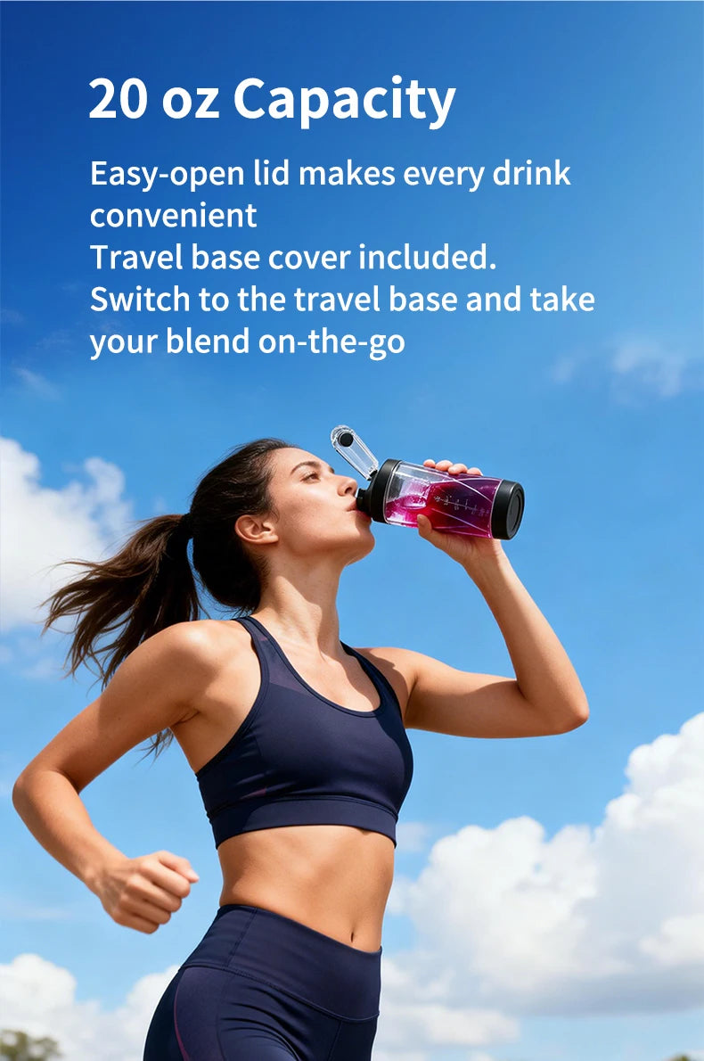 ZHENMI Personal Portable Blender – 20oz, Digital Auto-Countdown, Leakproof Travel Cup, 6-Blade for Ice & Smoothies