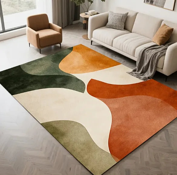 Modern Printed Floor Mat – Soft Lines Design, Living Room, Bedroom, Kitchen, Terrace & Office