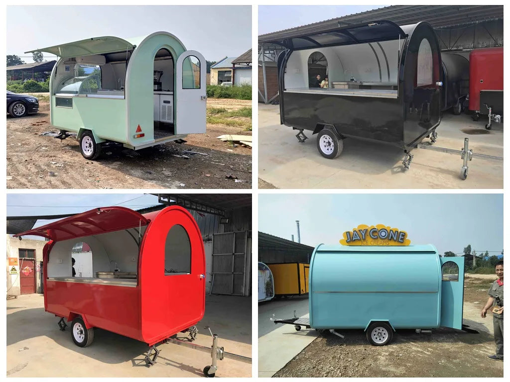 Custom Food Truck Cart — Burger & Fast Food Design with Dual Sinks & Non-Slip Floor