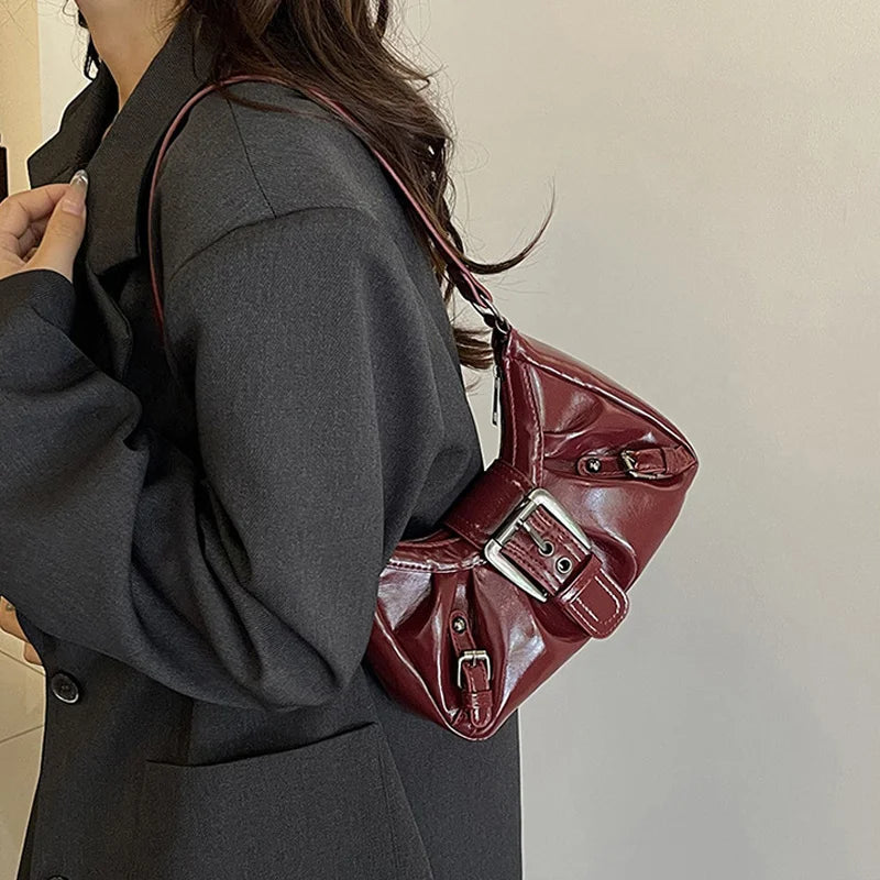 Y2K Retro Pleated Hobo Shoulder Bag – Maillard Style Underarm Clutch for Women