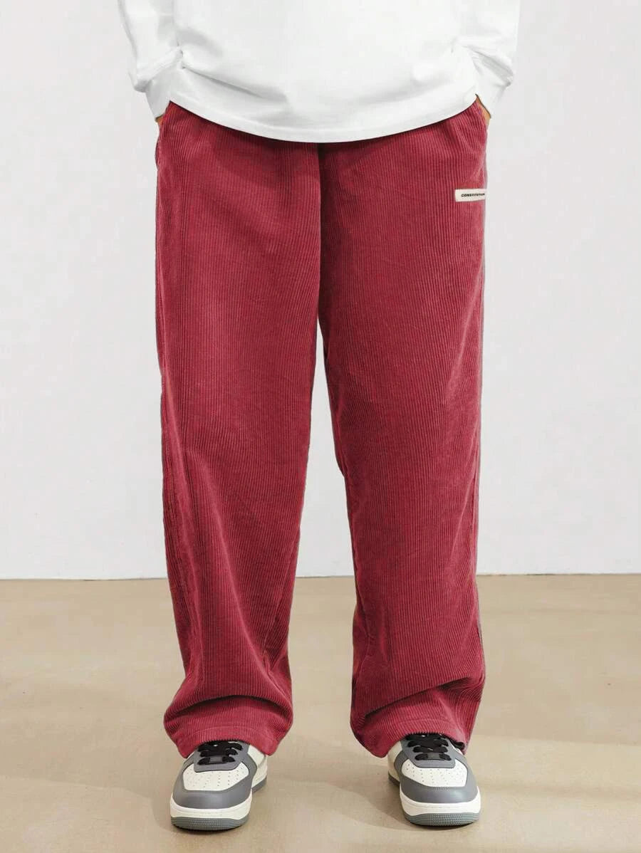 Men's Corduroy Straight Leg Thermal Trousers — Warm Casual Winter Pants