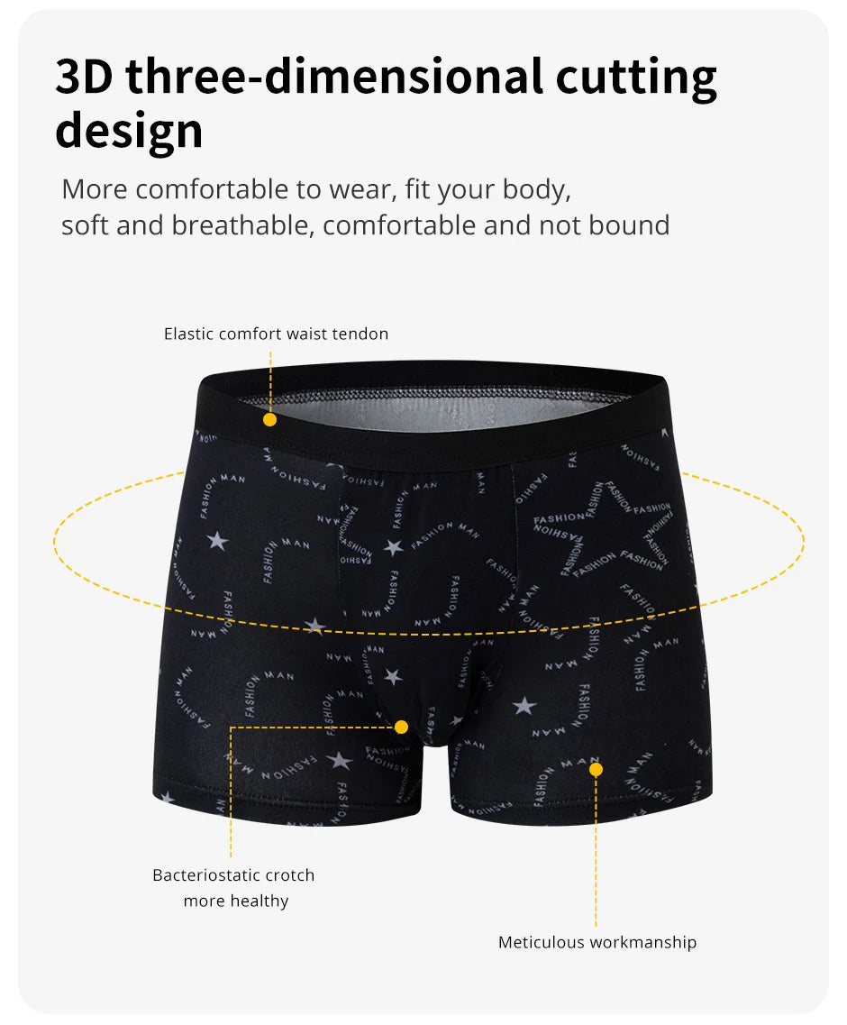 Men's Printed Fashion Swim Trunks & Underwear Pack — 4/5 Piece Boyshort Set Plus Size