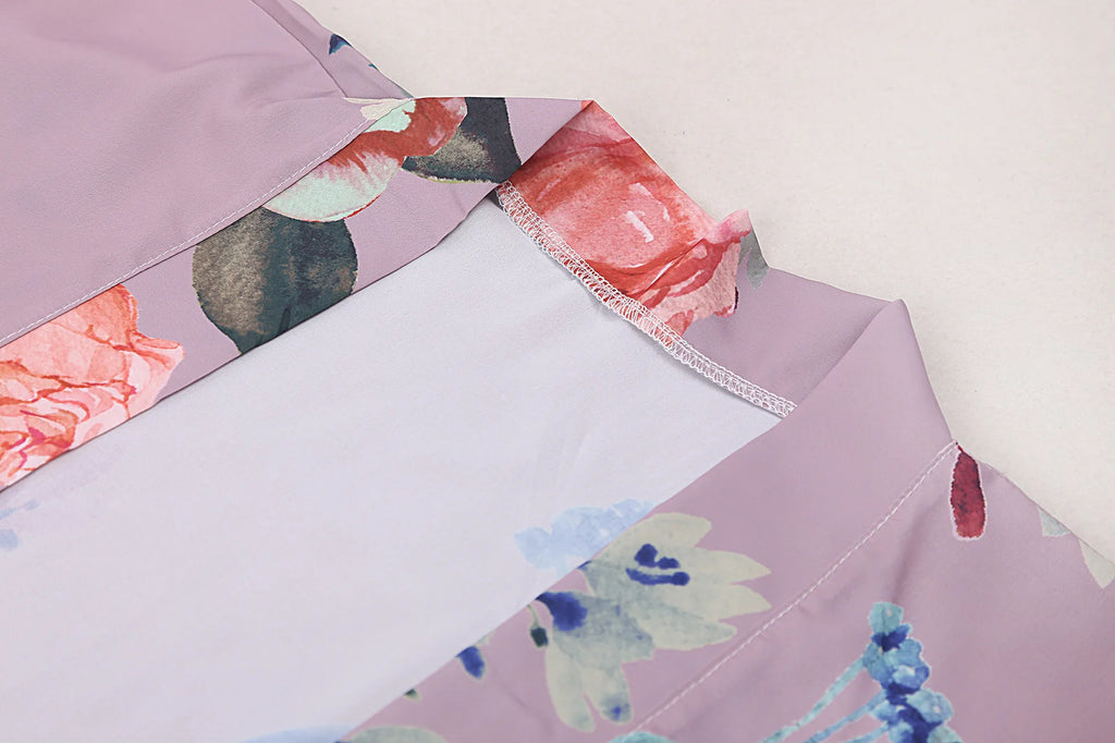 Peacock Print Beach Kimono Cover-Up — Self-Belted Wrap Dress Swimsuit Cover