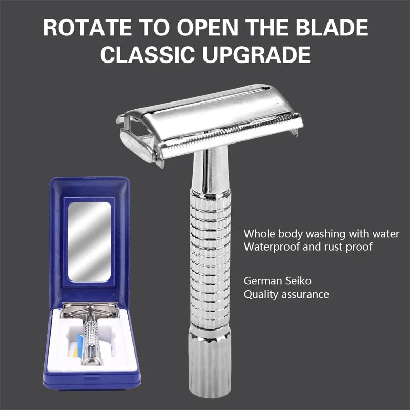 Double Edge Safety Razor for Men & Women – Delicate Box Holder with Blade Included