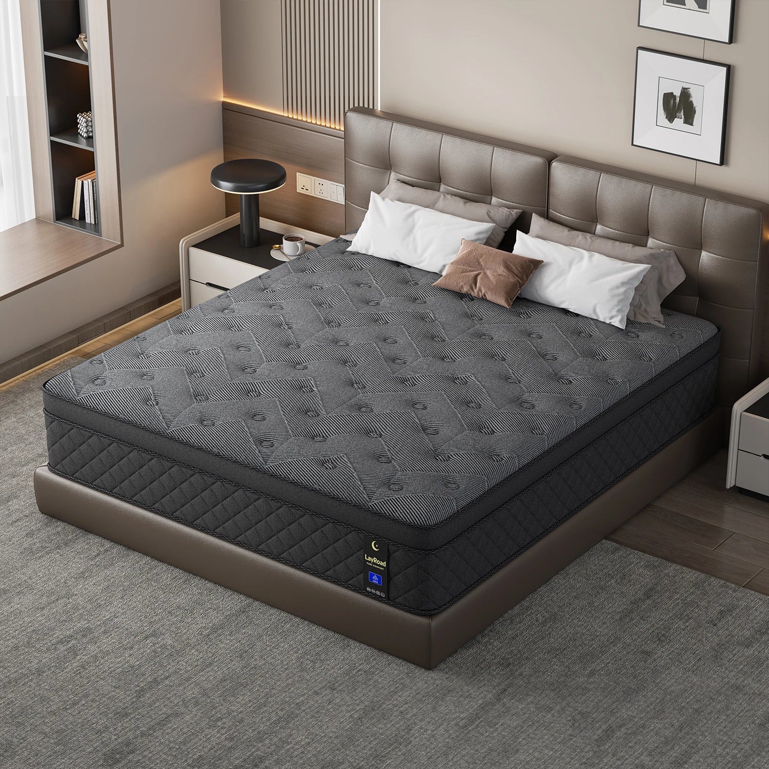 LayRoad 12-14 Inch Full-Size Memory Foam Mattress — Medium Firmness, Single to King Boxed Mattress
