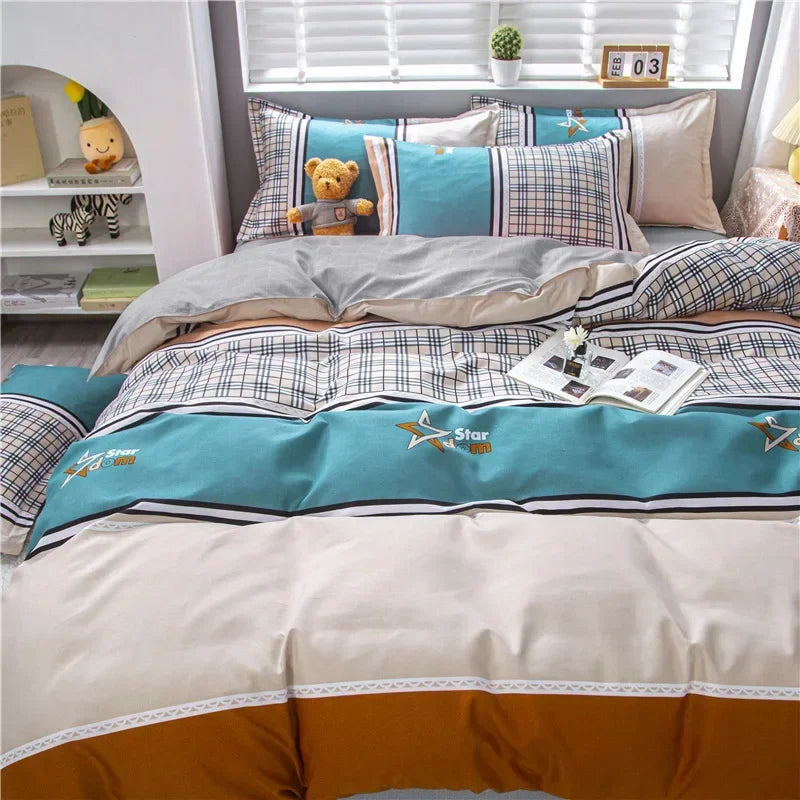 Cartoon Print Duvet Cover Set – Skin-Friendly 400TC Polyester, 3-Piece with 2 Pillowcases, 20 Designs & 4 Sizes