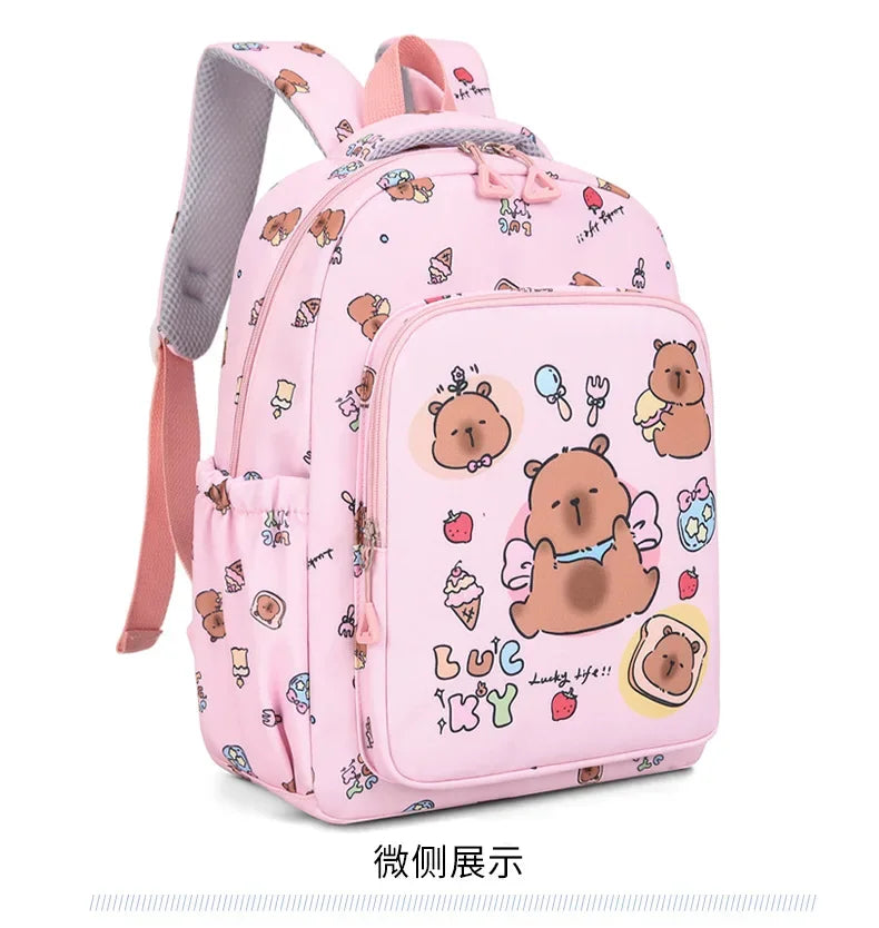 Capybara Backpack Set – Three-Piece Nylon School Set