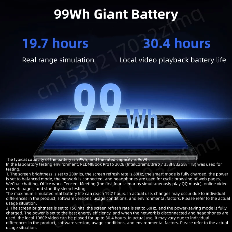 Xiaomi Redmi Book Pro 16 2026 – 3.2K 165Hz, Intel Core Ultra 7, 32GB DDR5, 1TB SSD, 99Wh Battery