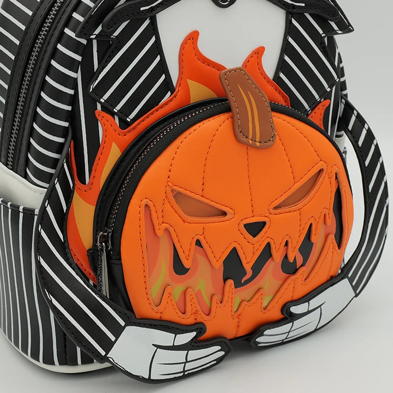 Nightmare Before Christmas Jack Pumpkin Glow Anime Backpack – Cartoon Character Bag for Women & Students