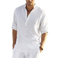 Men's Cotton Linen Long Sleeve Shirt — Loose Casual Blouse for Spring & Autumn