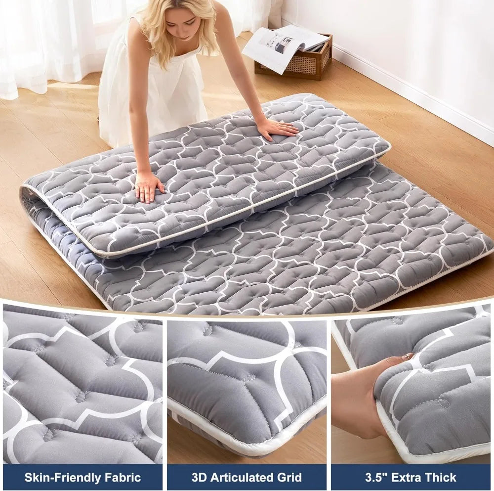 Next-Level Floor Sleep — 6th Gen Japanese Floor Futon Mattress | 9-Layer 100% High-Density Foam, Twin 39"x80", Washable Cover