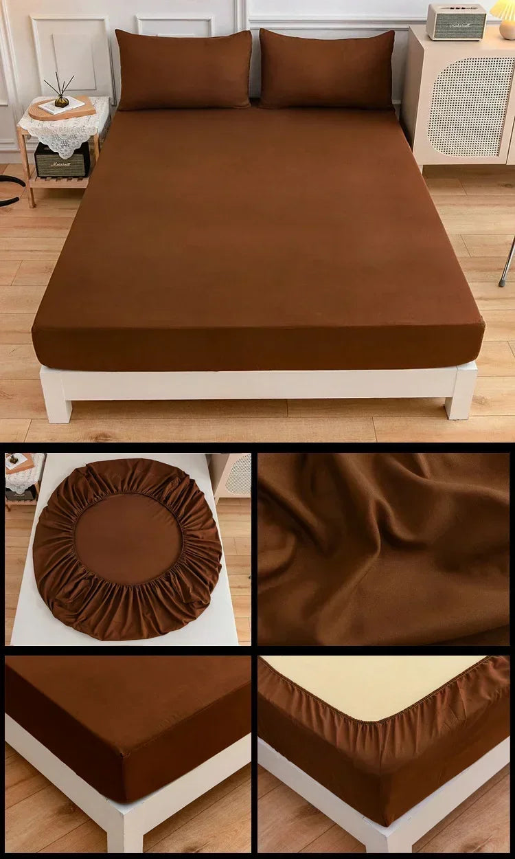 High-Quality Elastic Fitted Sheet – Solid Color Mattress Cover, 80–200cm, Single to King
