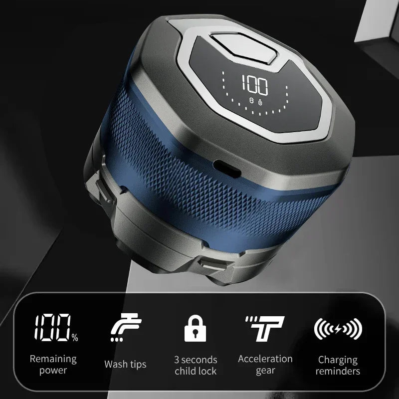 6D Magnetic Head Shaver for Bald Men – IPX8 Waterproof, LED Display, USB-C, 90-Min Charge
