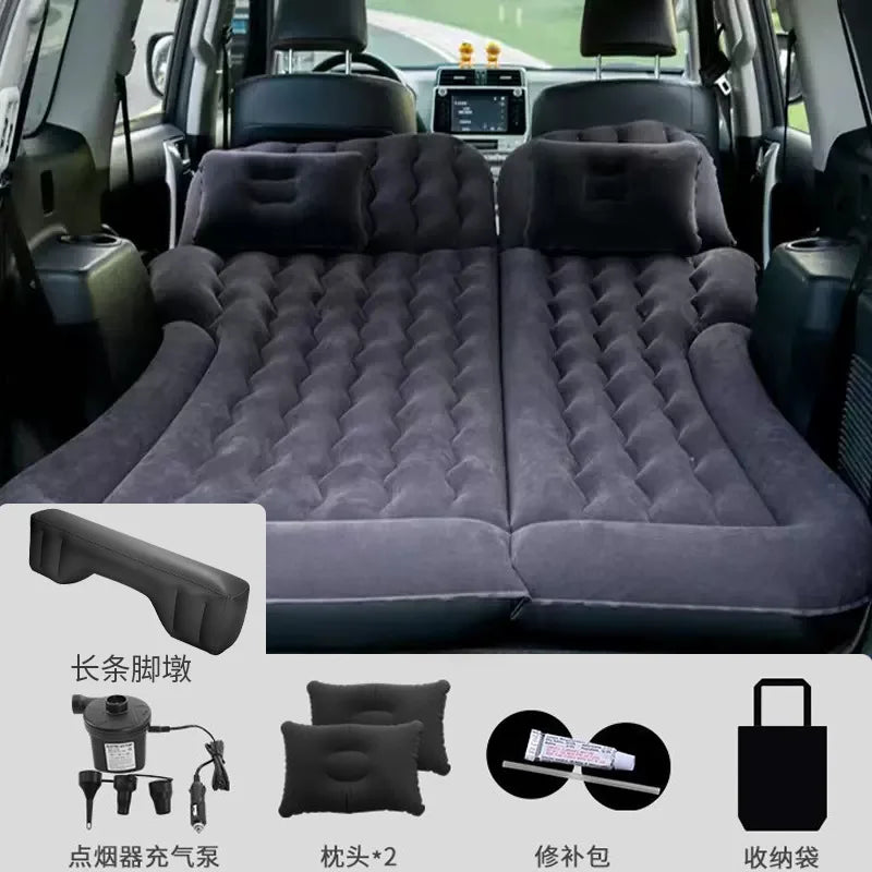 Car Inflatable Mattress – Soft Fabric Backseat Air Bed for Road Trips & Camping, Multiple Colors