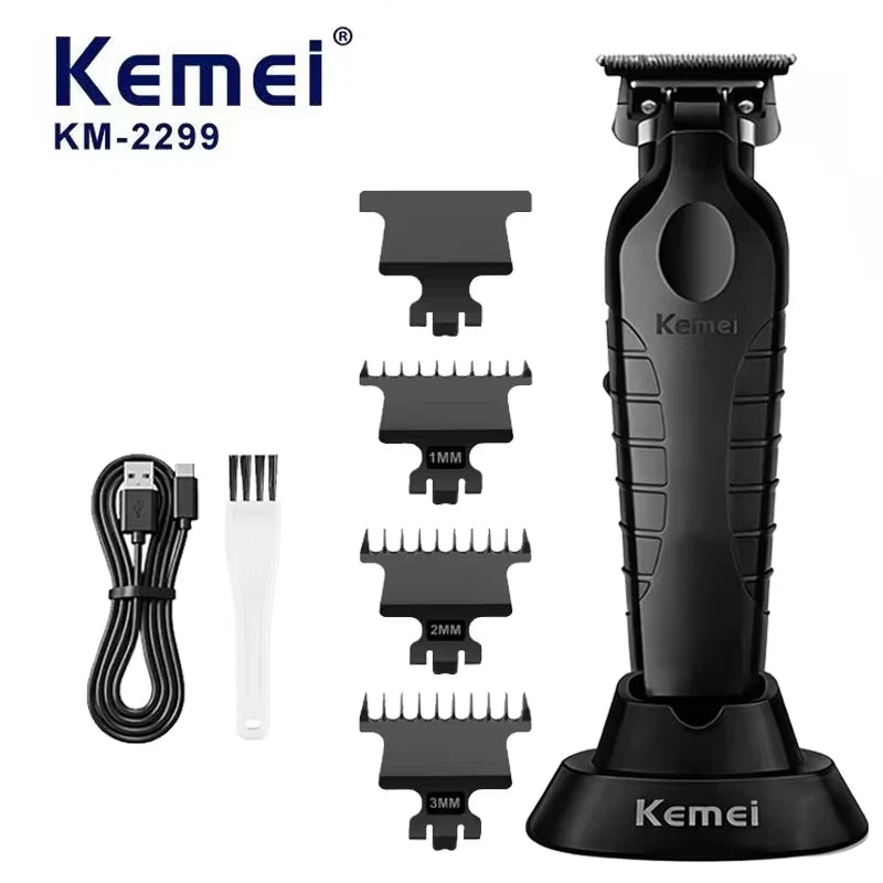Kemei 2-in-1 Professional Hair Clipper & Trimmer Set – Oil Head Shear, Carving Blade, USB Fast Charge