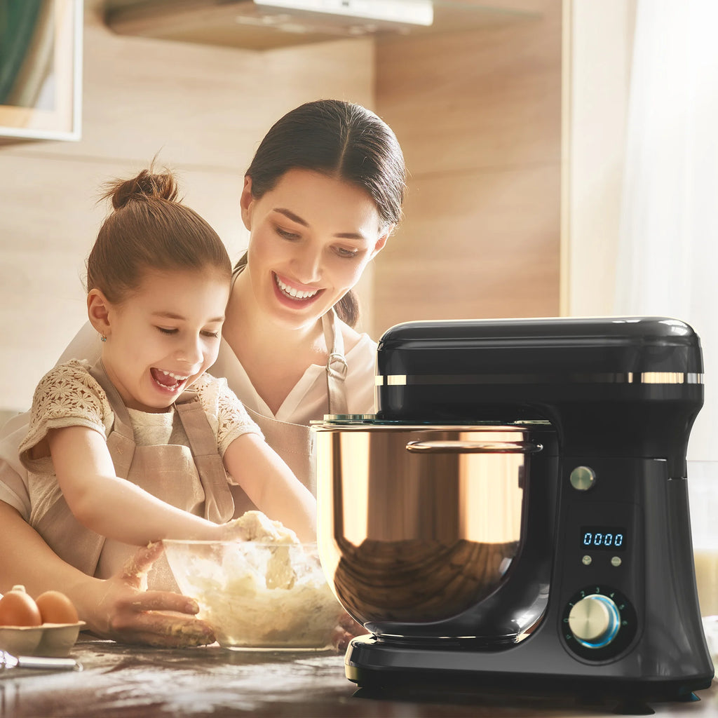 6L 1200W Stand Mixer — Quiet DC Motor, 6-Speed, Dough Kneader & Egg Whisk