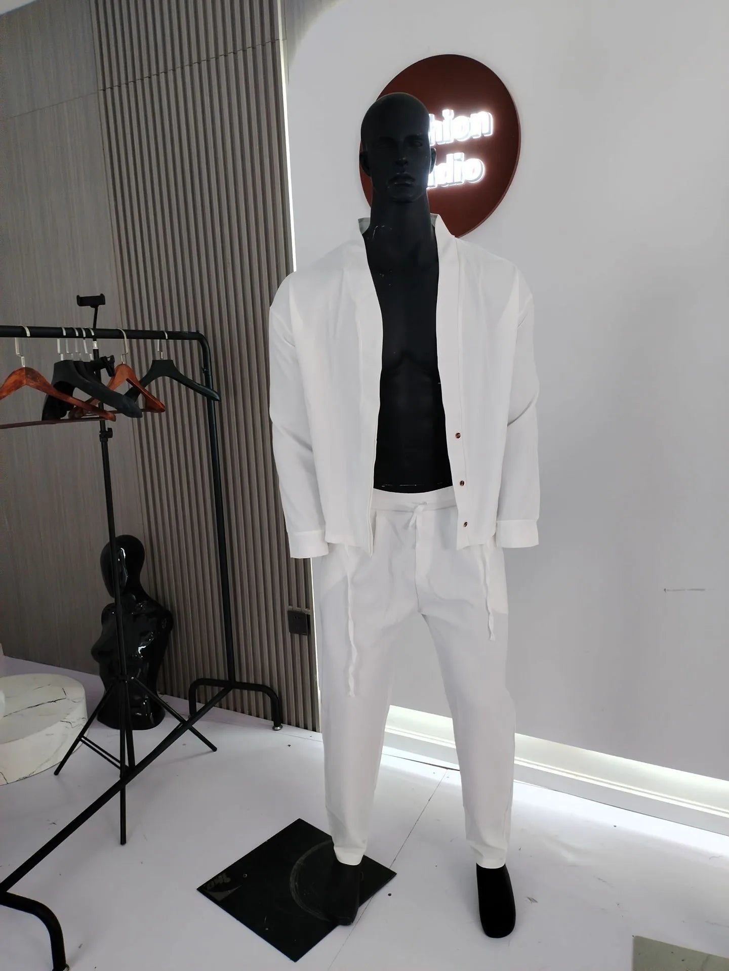 Men's Business Casual Sporty Long Sleeve Jacket & Pants Set – Pure Color Loose Spring Autumn Suit