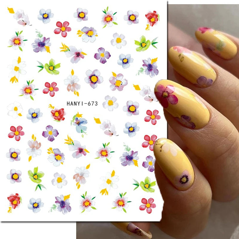 3D Summer Tropical Nail Art Sticker Decals — Palms, Butterflies & Flowers