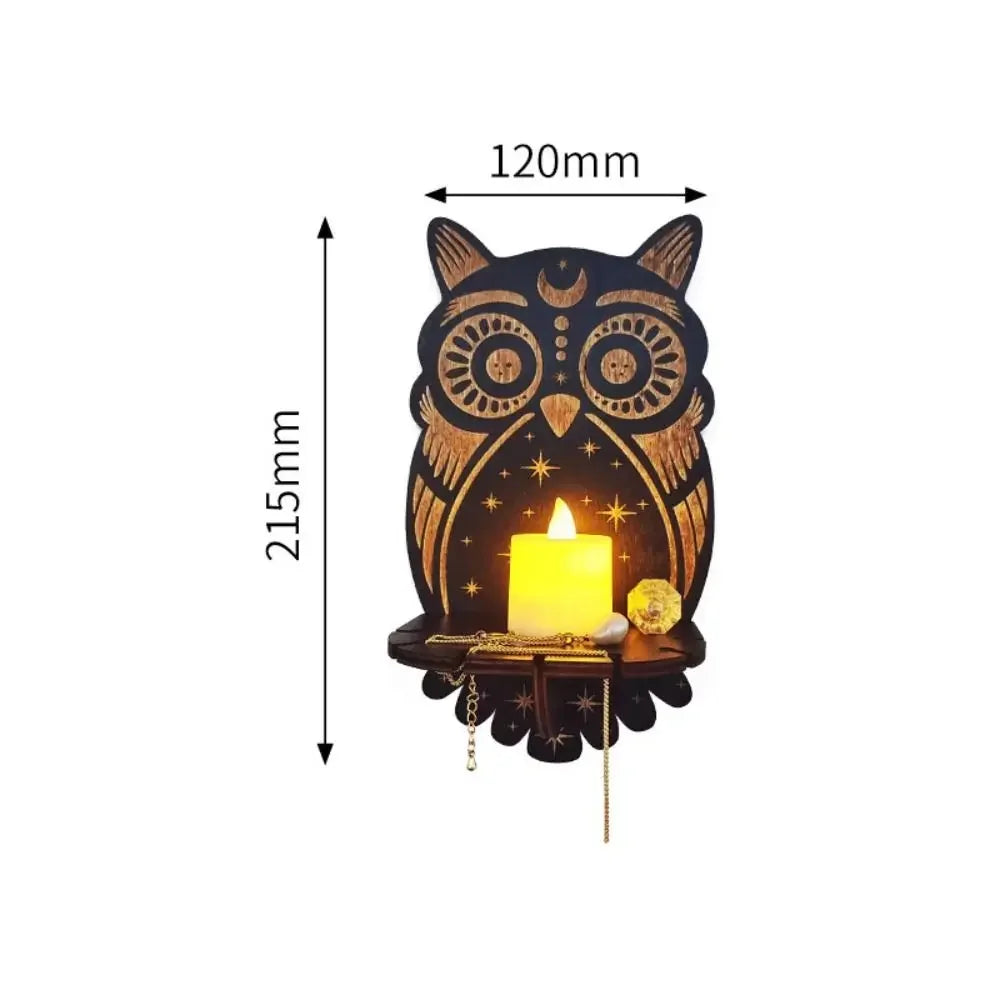 Wooden Carved Wall Shelf & Candle Holder — Hanging Display Stand for Home Decor