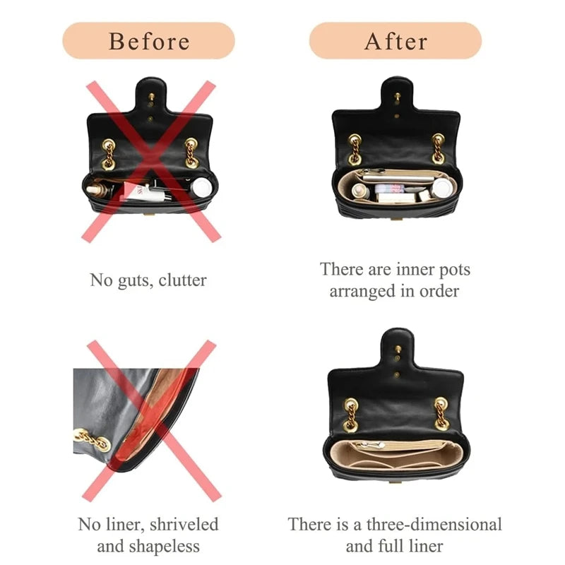 Bag Organizer Insert for Longchamp Small Tote – Inner Liner Handbag Organizer, Mini Size