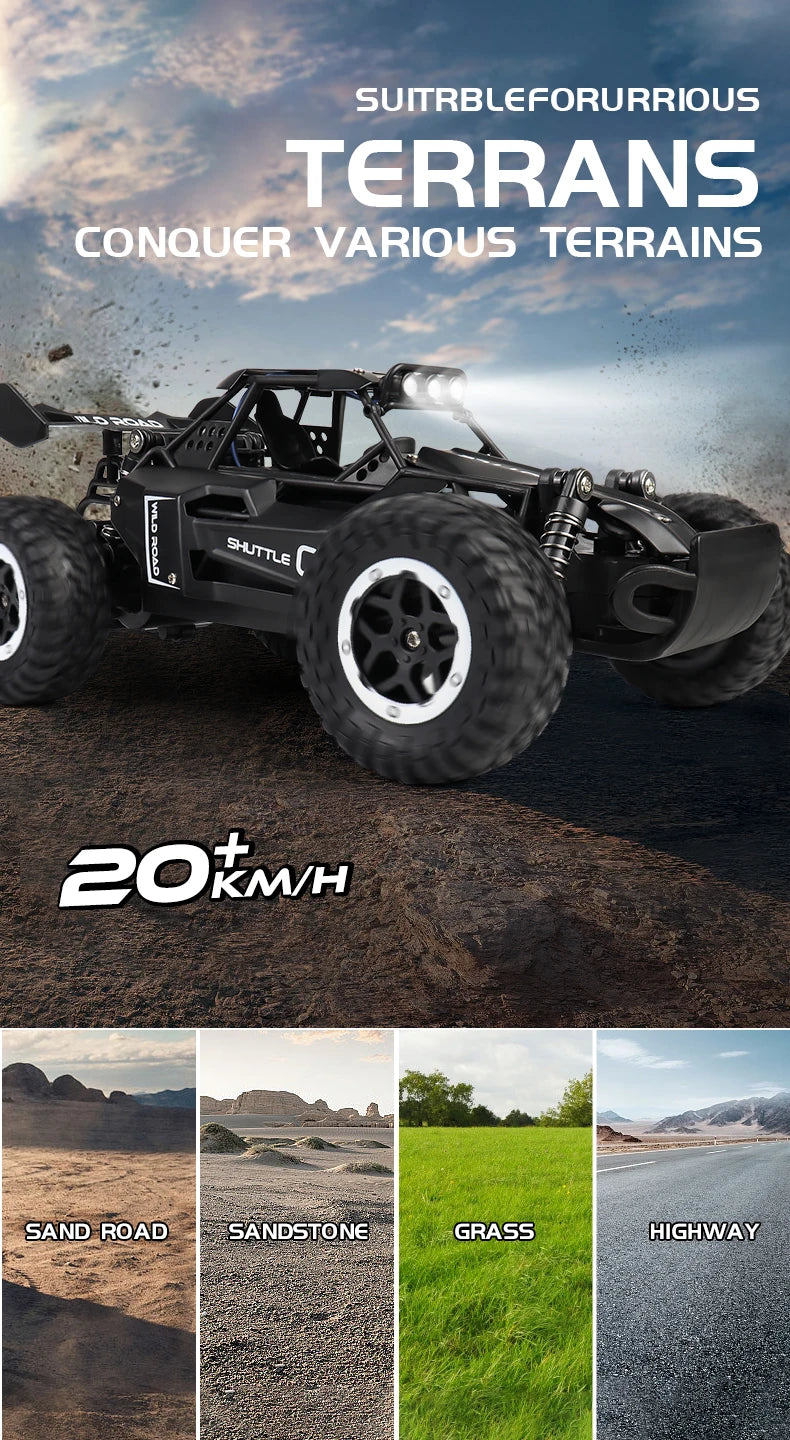 ZWN 1:16 / 1:20 Scale 2WD RC Off-Road Climbing Car with LED Light – Outdoor Kids Gift