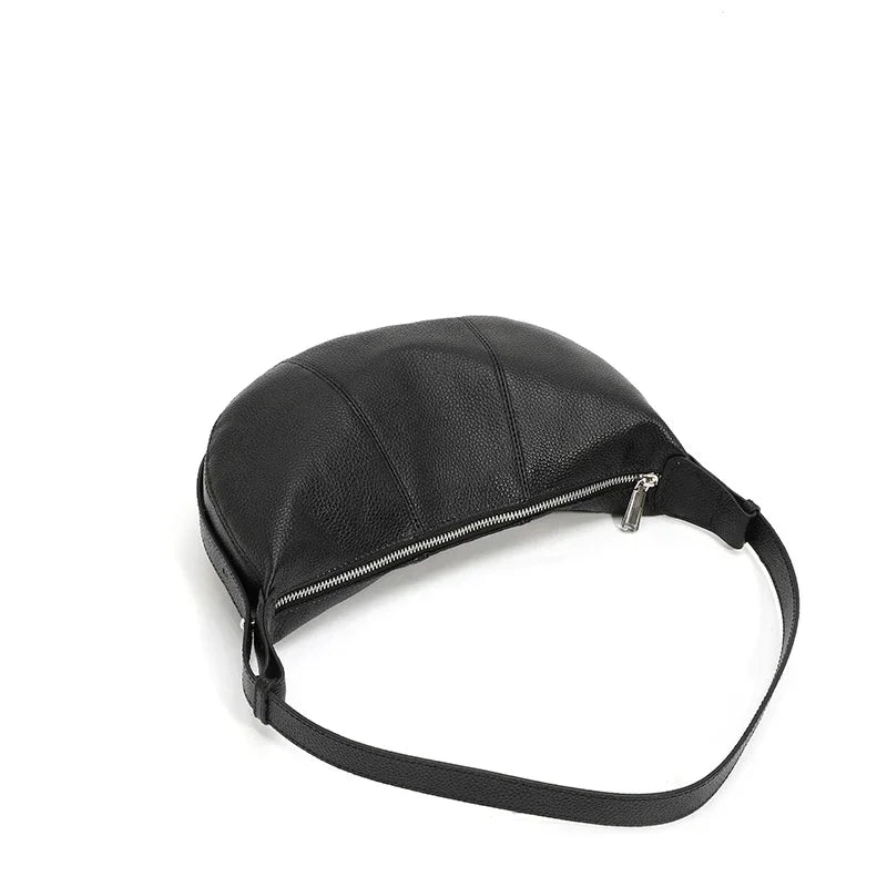 Badiman Genuine Cowhide Half-Moon Underarm Bag – Large Capacity Shoulder Crossbody Tote for Women