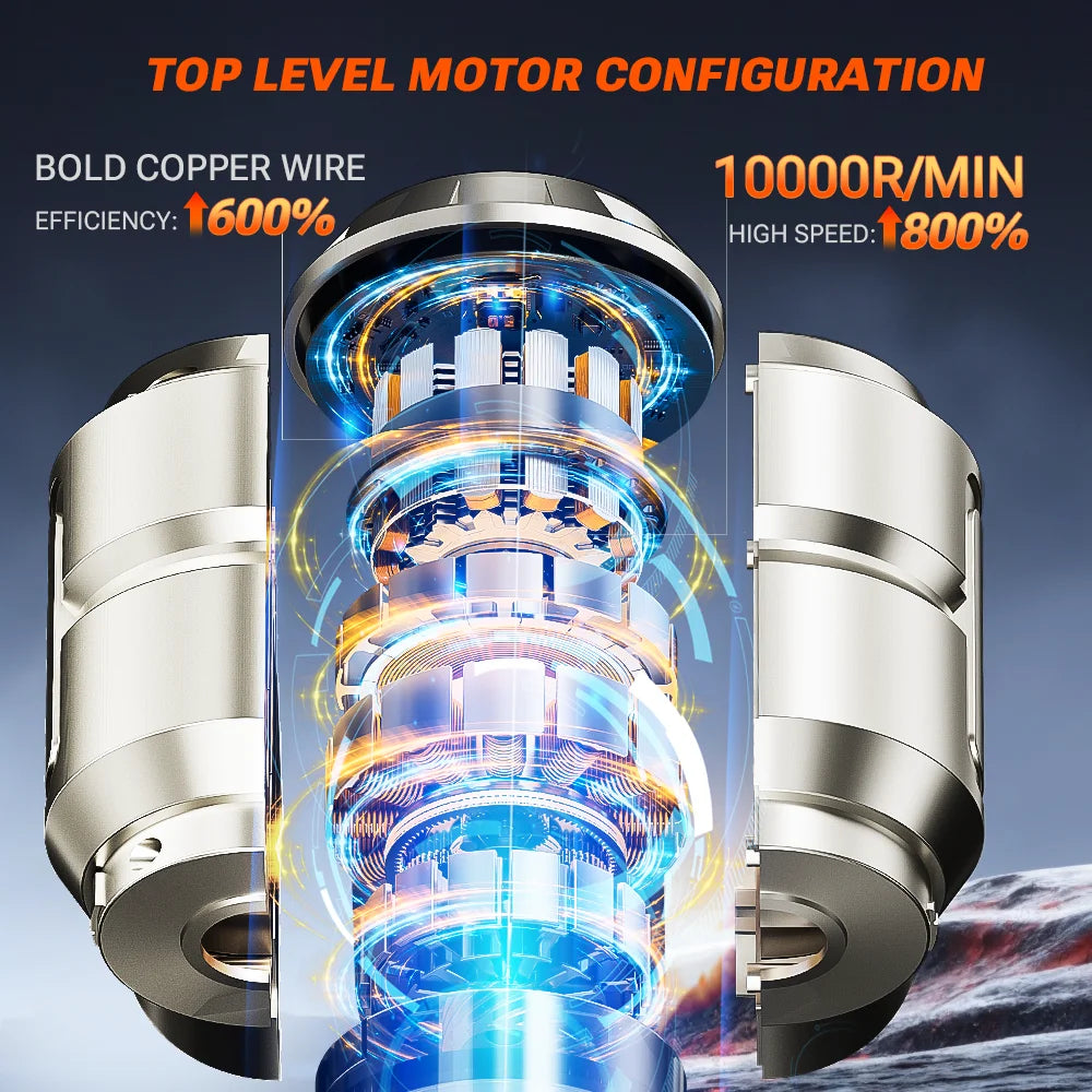 Cordless Car Vacuum & Blower – Detachable Battery & LED