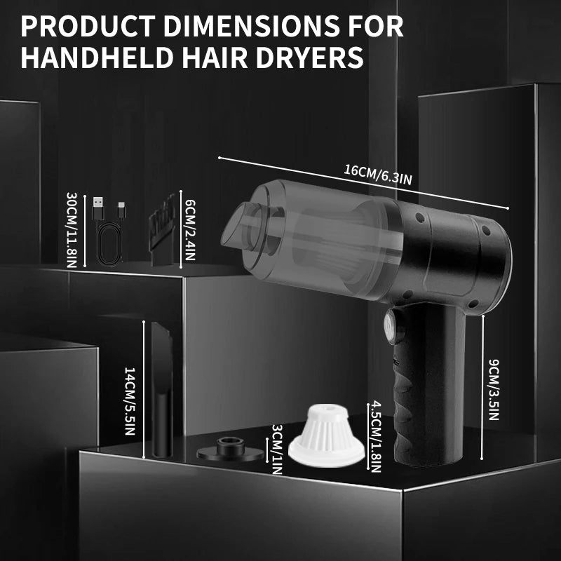 Cordless Handheld Car Vacuum – 15,000Pa Suction & Blower