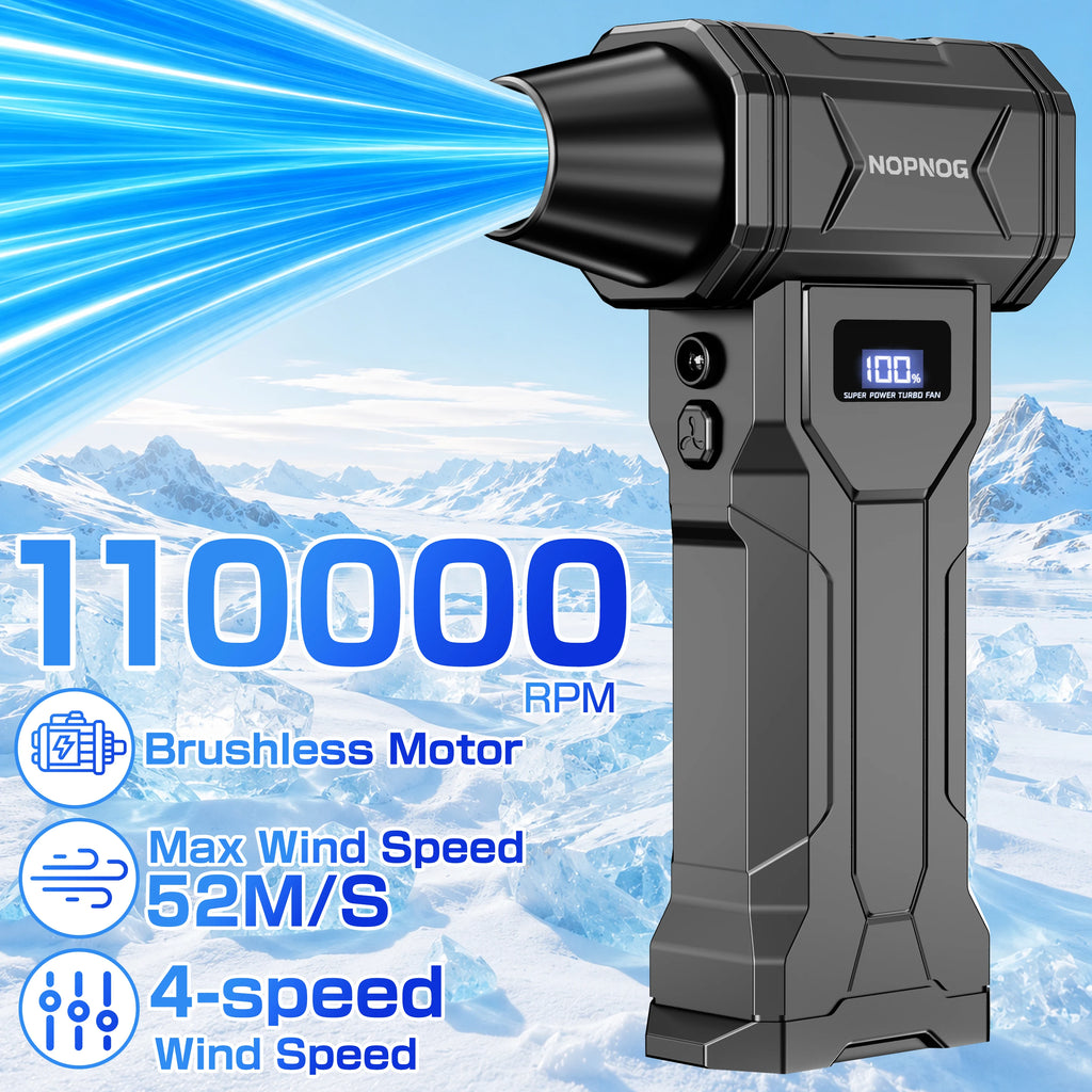 Turbo Jet Fan Blower & Air Duster — 130,000 RPM Brushless Motor, 4-Gear, 75W, Type-C Charging, 5 Nozzles