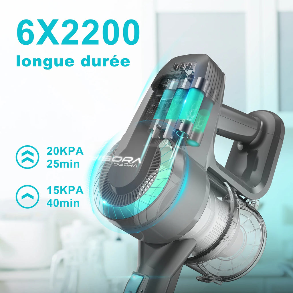 YISORA N300 Cordless Upright Vacuum Cleaner — 20Kpa Ultra-Lightweight Stick Vacuum for Carpet, Hard Floor, Car & Pet Hair