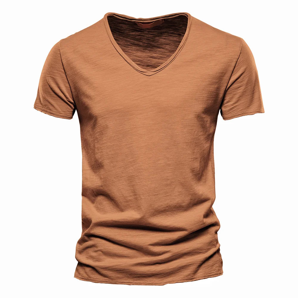 Men's 100% Cotton V-Neck Short Sleeve Tee — Classic Everyday T-Shirt