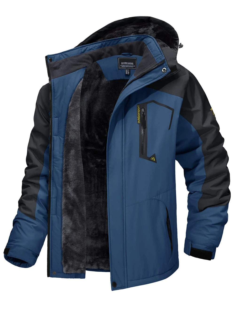 TACVASEN Fleece-Lined Mountain Hiking Jacket – Removable Hood Ski Snowboard Parka for Men